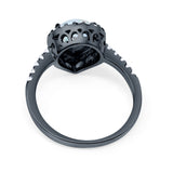 Halo Teardrop Bridal Filigree Ring Simulated Cubic Zirconia 925 Sterling Silver