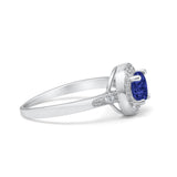 Halo Art Deco Wedding Ring Simulated Cubic Zirconia 925 Sterling Silver
