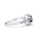Halo Art Deco Wedding Ring Simulated Cubic Zirconia 925 Sterling Silver
