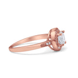 Halo Art Deco Wedding Ring Simulated Cubic Zirconia 925 Sterling Silver