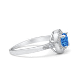 Halo Art Deco Wedding Ring Simulated Cubic Zirconia 925 Sterling Silver