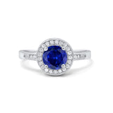 Halo Art Deco Wedding Ring Simulated Cubic Zirconia 925 Sterling Silver