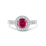 Halo Art Deco Wedding Ring Simulated Cubic Zirconia 925 Sterling Silver