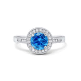Halo Art Deco Wedding Ring Simulated Cubic Zirconia 925 Sterling Silver