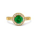Halo Art Deco Wedding Ring Simulated Cubic Zirconia 925 Sterling Silver