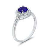 Halo Art Deco Wedding Ring Simulated Cubic Zirconia 925 Sterling Silver