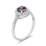Halo Art Deco Wedding Ring Simulated Cubic Zirconia 925 Sterling Silver