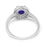 Halo Art Deco Wedding Ring Simulated Cubic Zirconia 925 Sterling Silver