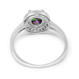 Halo Art Deco Wedding Ring Simulated Cubic Zirconia 925 Sterling Silver
