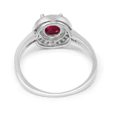 Halo Art Deco Wedding Ring Simulated Cubic Zirconia 925 Sterling Silver