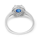 Halo Art Deco Wedding Ring Simulated Cubic Zirconia 925 Sterling Silver