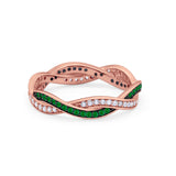 Crisscross Braided Weave Design Eternity Band Ring Round Simulated CZ 925 Sterling Silver