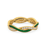 Crisscross Braided Weave Design Eternity Band Ring Round Simulated CZ 925 Sterling Silver