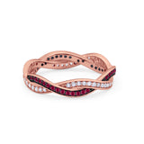 Crisscross Braided Weave Design Eternity Band Ring Round Simulated CZ 925 Sterling Silver