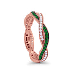 Crisscross Braided Weave Design Eternity Band Ring Round Simulated CZ 925 Sterling Silver