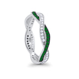 Crisscross Braided Weave Design Eternity Band Ring Round Simulated CZ 925 Sterling Silver