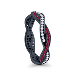 Crisscross Braided Weave Design Eternity Band Ring Round Simulated CZ 925 Sterling Silver