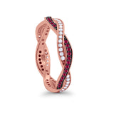 Crisscross Braided Weave Design Eternity Band Ring Round Simulated CZ 925 Sterling Silver