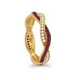 Crisscross Braided Weave Design Eternity Band Ring Round Simulated CZ 925 Sterling Silver