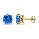 Butterfly Back 4 Prong Round Casting Simulated Cubic Zirconia Stud Earrings Yellow Tone 925 Sterling Silver 3mm-9mm Choose Size