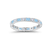 Art Deco Full Eternity Wedding Band Baguette Simulated CZ Ring 925 Sterling Silver