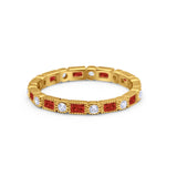 Art Deco Full Eternity Wedding Band Baguette Simulated CZ Ring 925 Sterling Silver