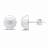 10mm Textured Half Ball Stud Earrings Moon 925 Sterling Silver Choose Color