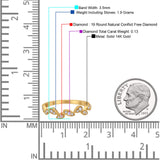 14k Gold 0.13ct Round Natural Diamond Half Eternity Band Marquise Art Deco 3.5mm Leaves Wedding Band Ring Twisted Engagement Ring