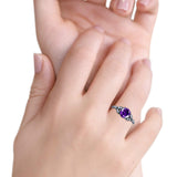 Art Deco Vintage Style Round Simulated Cubic Zirconia Wedding Engagement Ring 925 Sterling Silver