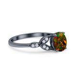 Art Deco Vintage Style Round Simulated Cubic Zirconia Wedding Engagement Ring 925 Sterling Silver