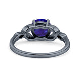 Art Deco Vintage Style Round Simulated Cubic Zirconia Wedding Engagement Ring 925 Sterling Silver