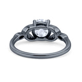 Art Deco Vintage Style Round Simulated Cubic Zirconia Wedding Engagement Ring 925 Sterling Silver