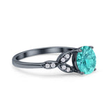 Art Deco Vintage Style Round Simulated Cubic Zirconia Wedding Engagement Ring 925 Sterling Silver