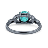 Art Deco Vintage Style Round Simulated Cubic Zirconia Wedding Engagement Ring 925 Sterling Silver
