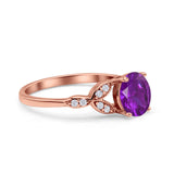 Art Deco Vintage Style Round Simulated Cubic Zirconia Wedding Engagement Ring 925 Sterling Silver