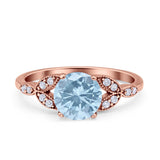 Art Deco Vintage Style Round Simulated Cubic Zirconia Wedding Engagement Ring 925 Sterling Silver