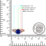 Art Deco Vintage Style Round Simulated Cubic Zirconia Wedding Engagement Ring 925 Sterling Silver