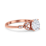 Art Deco Vintage Style Round Simulated Cubic Zirconia Wedding Engagement Ring 925 Sterling Silver