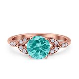 Art Deco Vintage Style Round Simulated Cubic Zirconia Wedding Engagement Ring 925 Sterling Silver