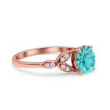 Art Deco Vintage Style Round Simulated Cubic Zirconia Wedding Engagement Ring 925 Sterling Silver