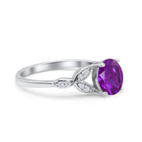 Art Deco Vintage Style Round Simulated Cubic Zirconia Wedding Engagement Ring 925 Sterling Silver