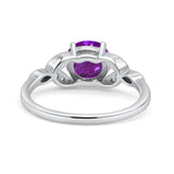 Art Deco Vintage Style Round Simulated Cubic Zirconia Wedding Engagement Ring 925 Sterling Silver