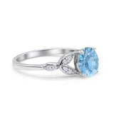 Art Deco Vintage Style Round Simulated Cubic Zirconia Wedding Engagement Ring 925 Sterling Silver