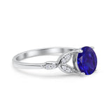 Art Deco Vintage Style Round Simulated Cubic Zirconia Wedding Engagement Ring 925 Sterling Silver