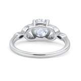 Art Deco Vintage Style Round Simulated Cubic Zirconia Wedding Engagement Ring 925 Sterling Silver