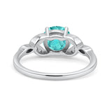 Art Deco Vintage Style Round Simulated Cubic Zirconia Wedding Engagement Ring 925 Sterling Silver