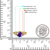 Art Deco Vintage Style Round Simulated Cubic Zirconia Wedding Engagement Ring 925 Sterling Silver