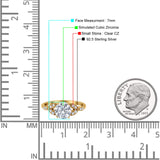 Art Deco Vintage Style Round Simulated Cubic Zirconia Wedding Engagement Ring 925 Sterling Silver