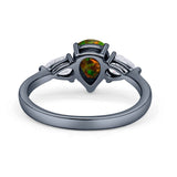 Three Stone Teardrop Pear Art Deco Wedding Engagement Ring 925 Sterling Silver