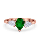 Three Stone Teardrop Pear Art Deco Wedding Engagement Ring 925 Sterling Silver